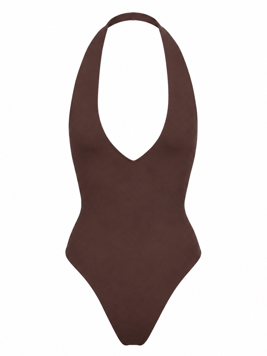 Eterne Amelia Halter One Piece Swimsuit In Chocolate Size Small Nwt